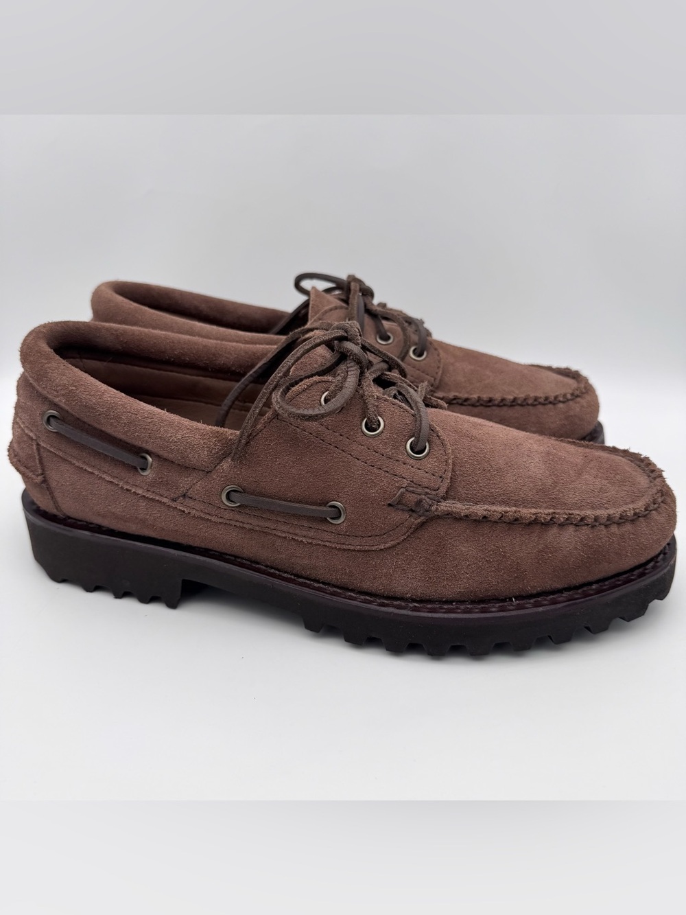 L.L.Bean Men's Allagash Handsewn Mocs Brown Leather 3-Eye Moccasins Size 10 EE
